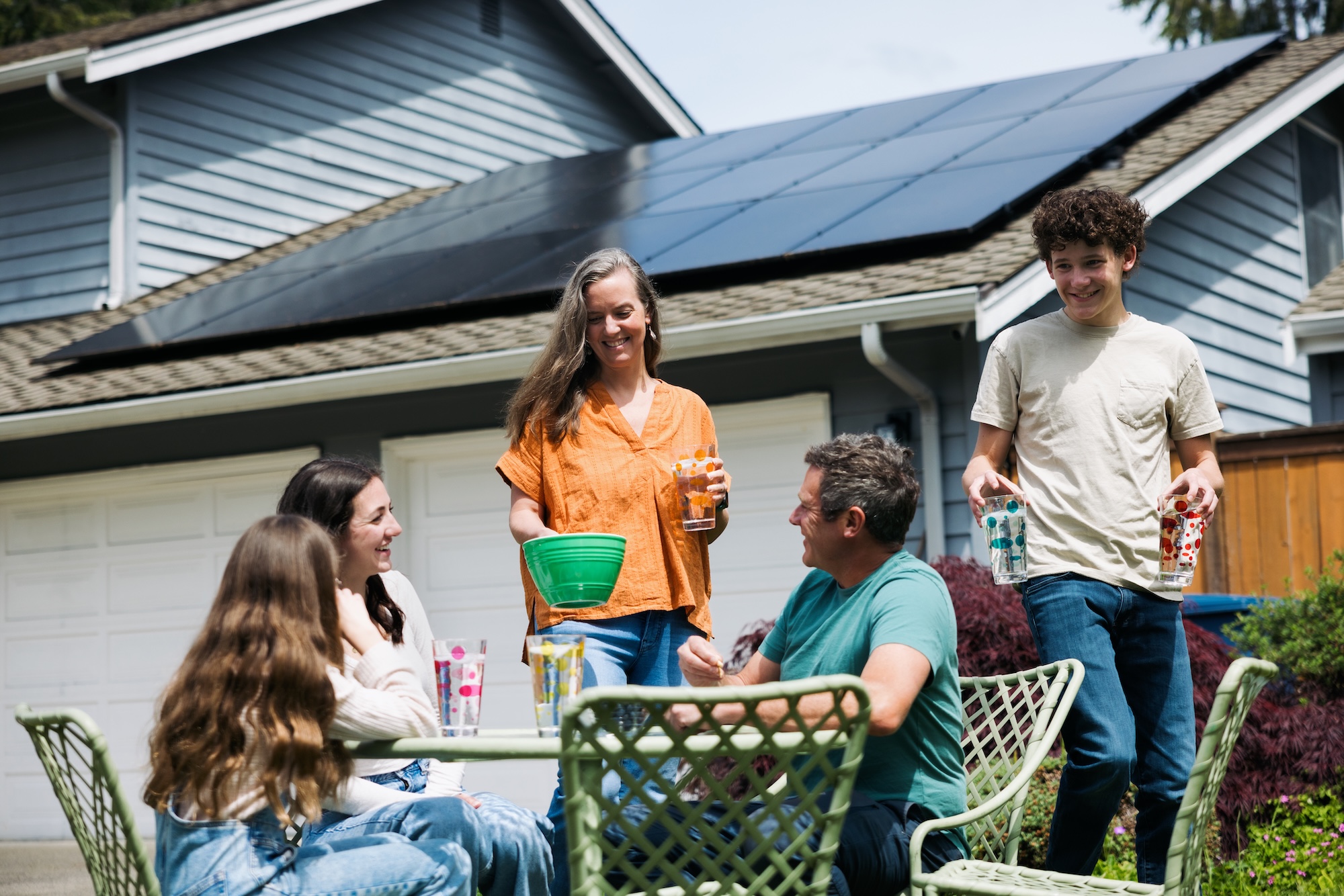 Family with solar-equipped Iowa home